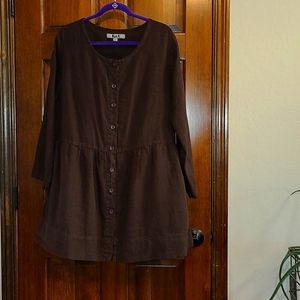 Flax Boho Style Button Down Dress
